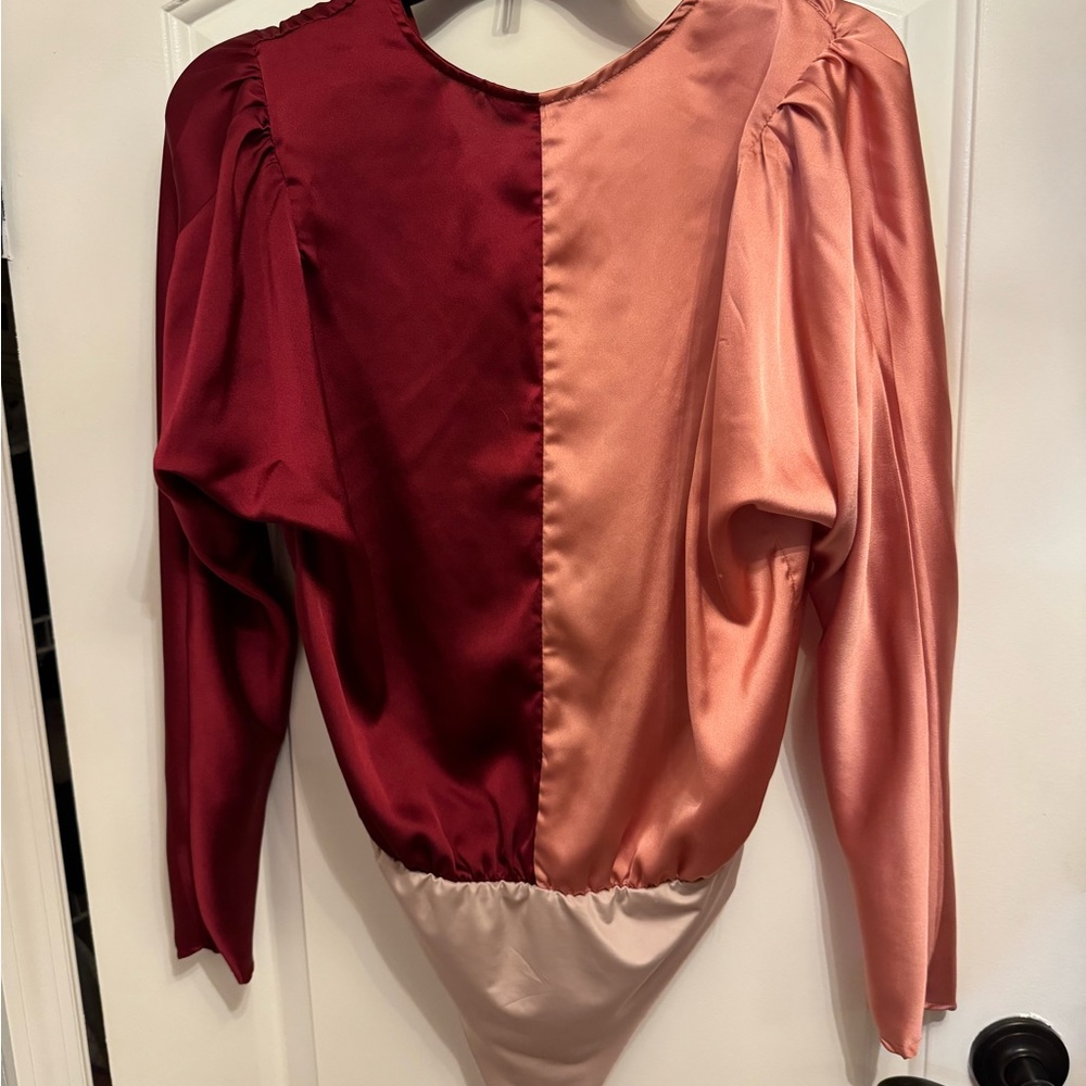 VICI satin two tone blouse bodysuit